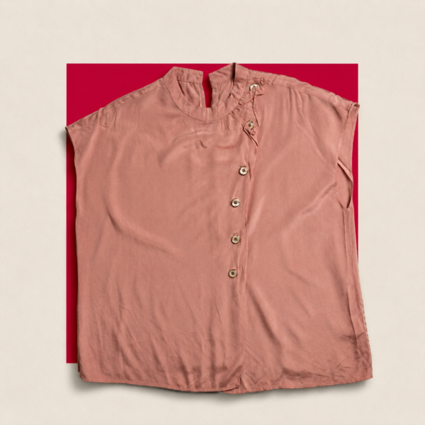 Blush Pink Asymmetric Button Top