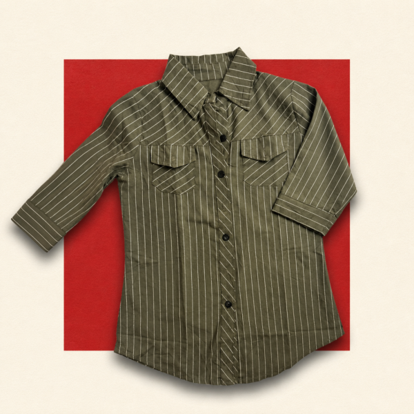 Olive Green Pinstripe Utility Shirt
