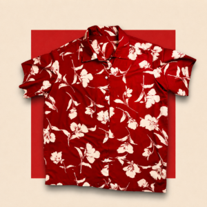Red Floral Print Button-Down Shirt
