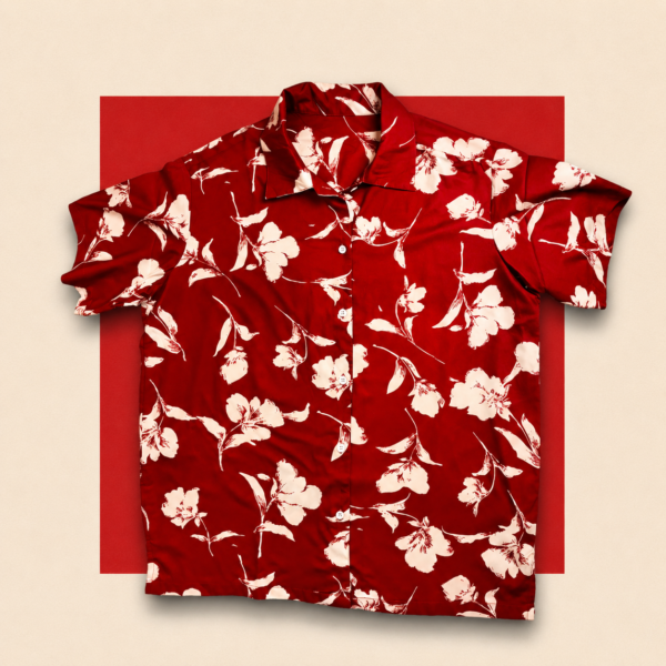 Red Floral Print Button-Down Shirt