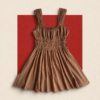 Caramel-brown cotton mini dress