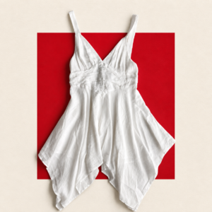 White Handkerchief Hem Empire Waist Dress