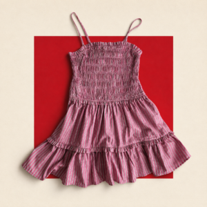 Pink Striped Smocked Ruffle Mini Dress