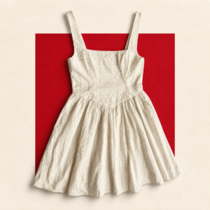 Ivory Embroidered Fit-and-Flare Sundress