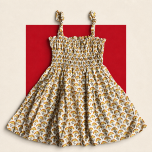 Marigold Floral Print Smocked Sundress
