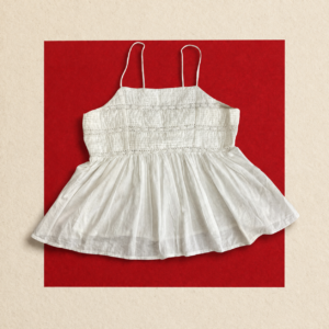 Ivory Cotton Lace-Trim Babydoll Camisole Top