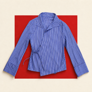ChatGPT Image Jul 26, 2026, 05_05_23 PM Blue Striped Wrap-Front Blouse with Bell Cuffs