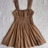 Caramel-brown cotton mini dress