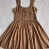 Caramel-brown cotton mini dress