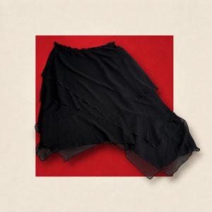 ChatGPT Image Sep 2, 2026, 06_57_31 PM Black Sheer Asymmetric Handkerchief Hem Skirt
