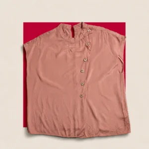 Blush Pink Asymmetric Button Top